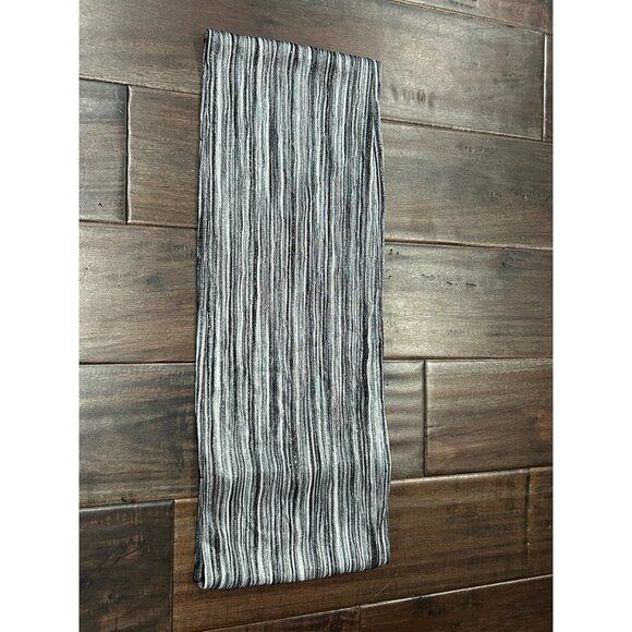 Striped Infinity Scarf Black Gray Wrap Shawl Polyester Blend Comfort Cozy - Picture 3 of 7